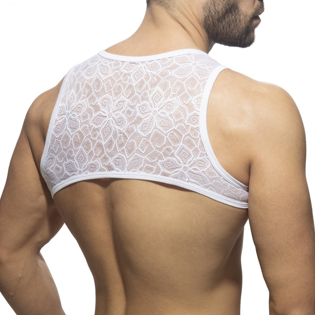 Addicted Men's Flowery Lace Harness - White