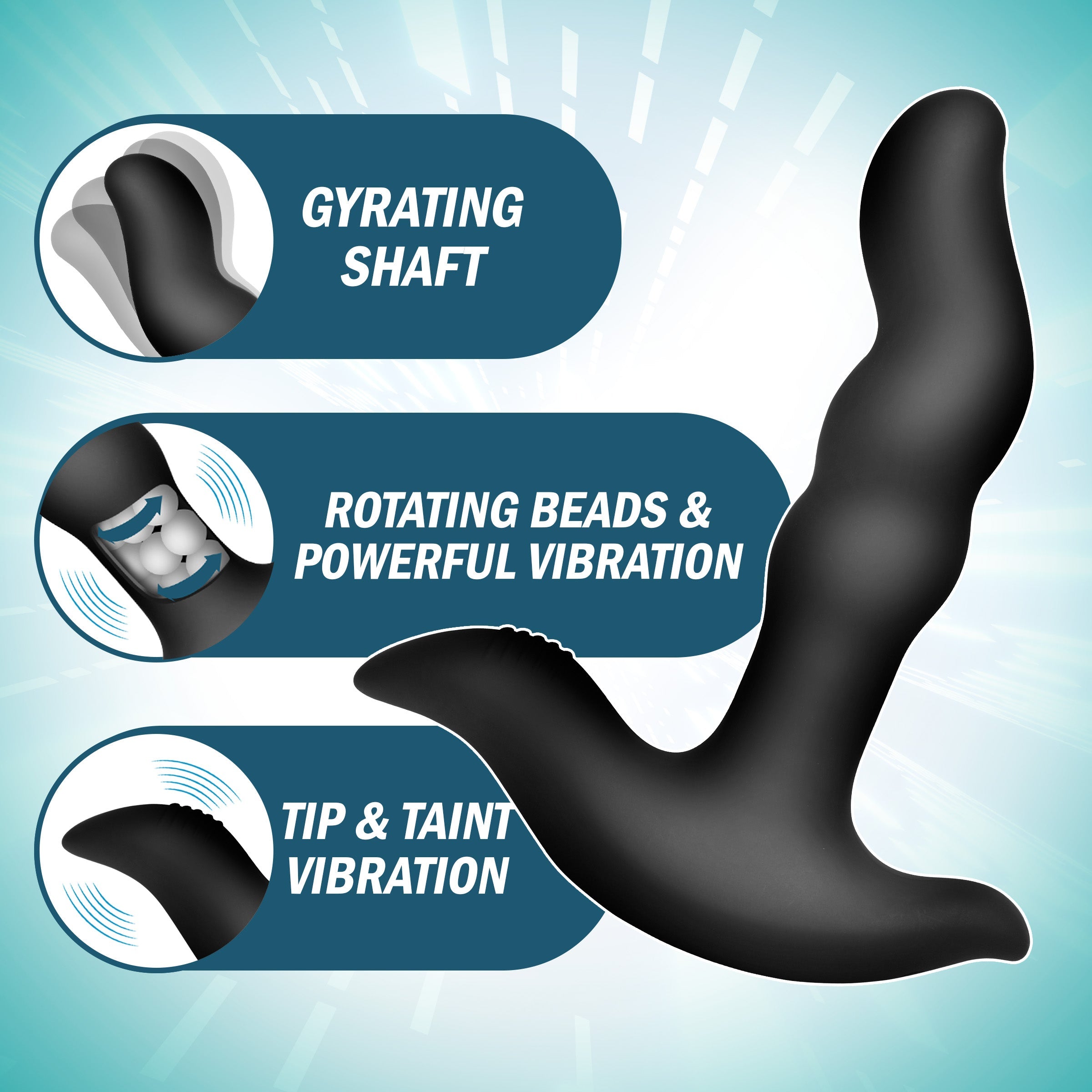 Prostatic Play Rimstatic Curved Rotating Plug with Remote
