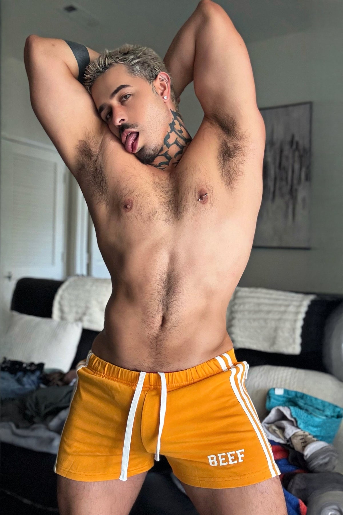 JJ Malibu Men's Varsity Boy Short Shorts - Tangerine Orange