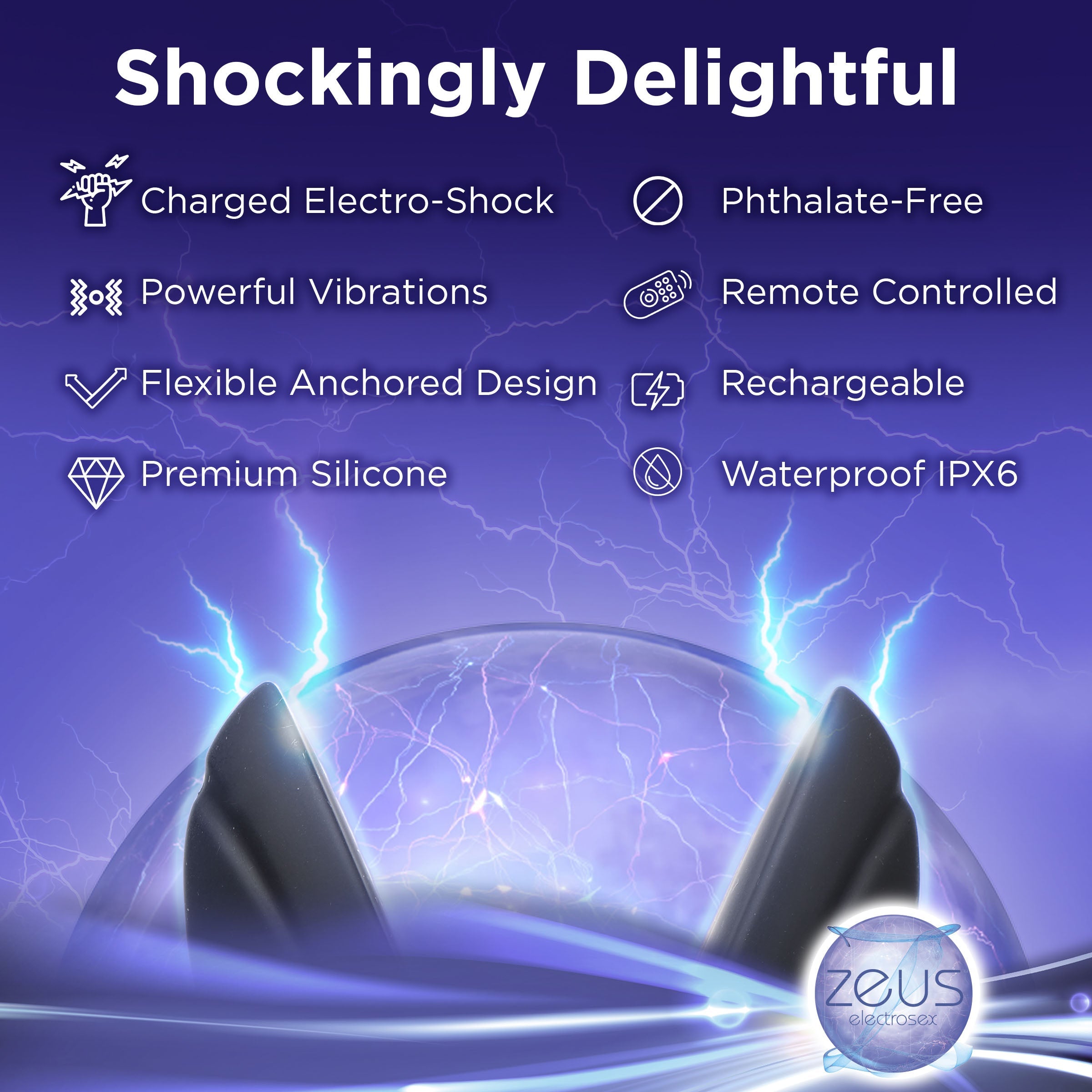Zeus Electrosex 64X Electro-Spread Vibrating and Estim Silicone Butt Plug