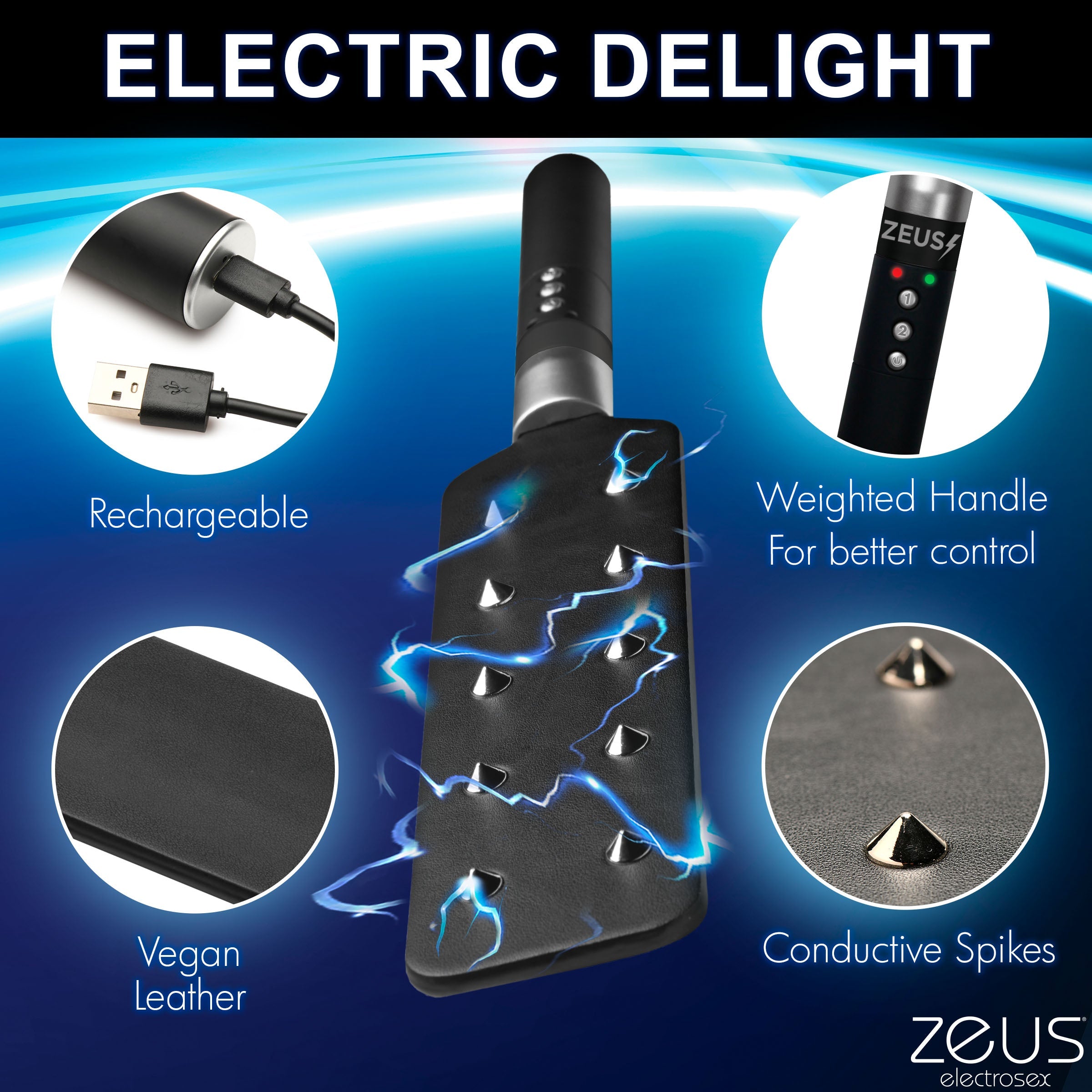 Zeus Electrosex E-stim Spiked Paddle