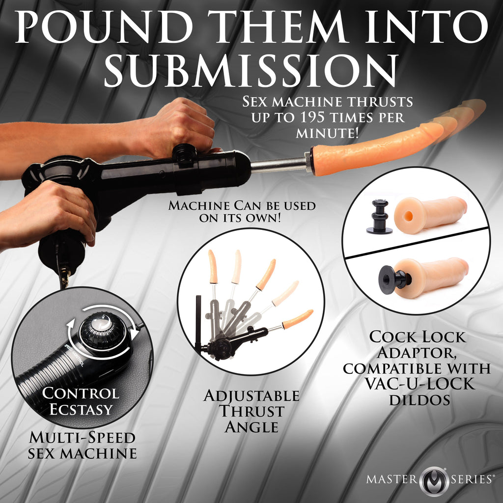 Master Series Throne Deluxe sex machine with adjustable thrust angle, multi-speed dial, and Vac-U-Lock dildo attachment.