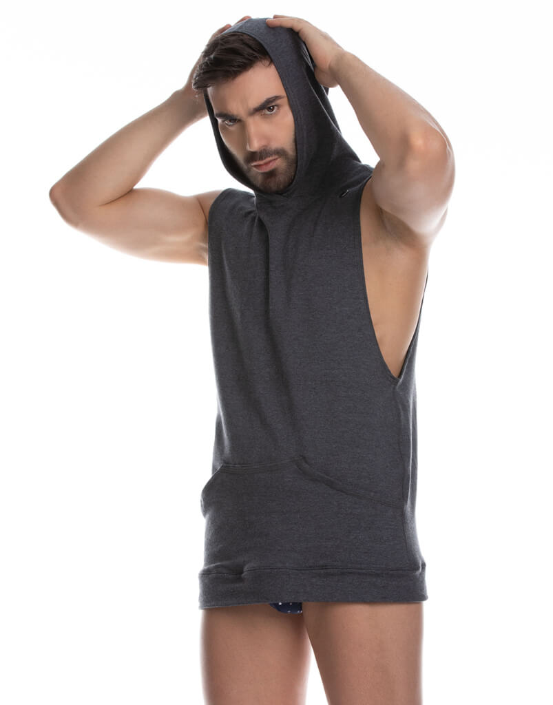 ATLETA GRAY HOODY TSHIRT - Men's gray hooded shirt