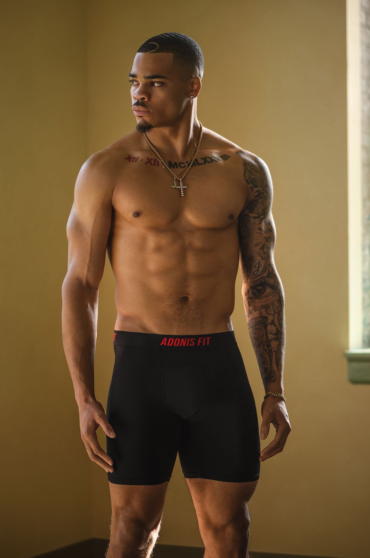 Lange, schwarze Boxershorts „Adonis Fit Performance“ 