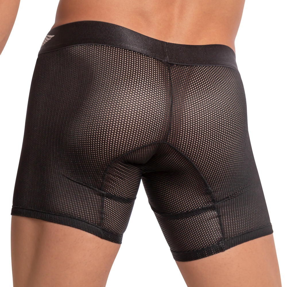 Agacio AGG051 black mesh briefs with padded reinforced design for comfort and support front view