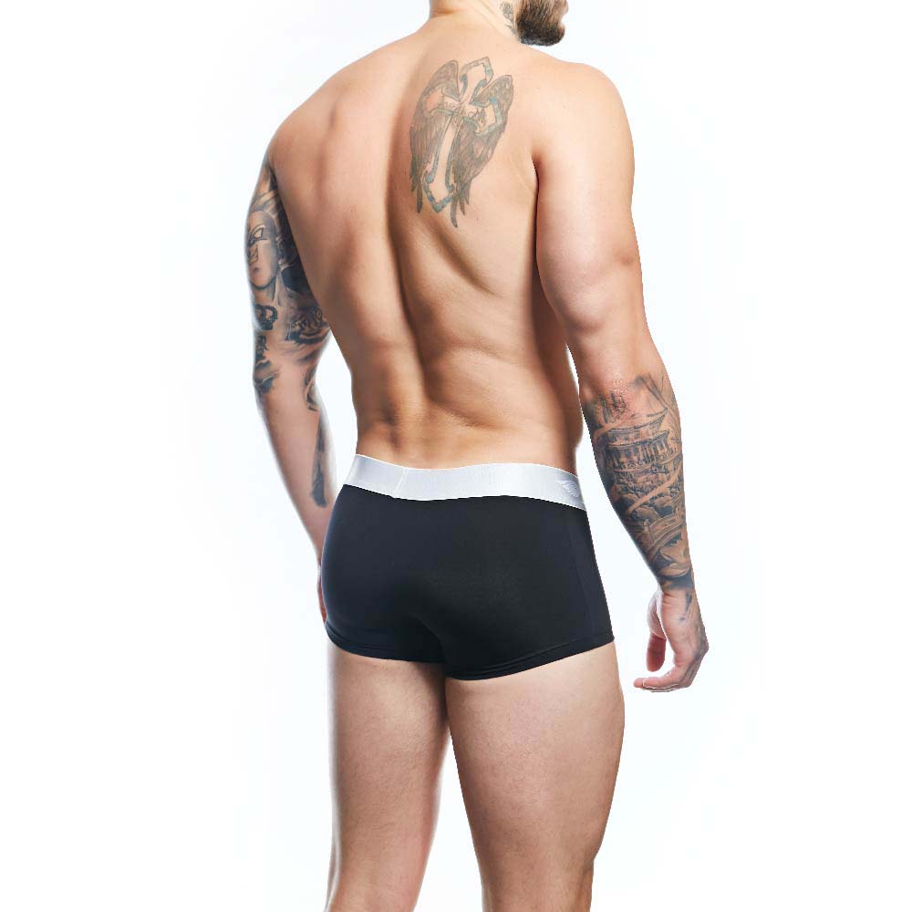 Agacio AGG089 boxer trunk black briefs with white elastic waistband comfortable stretch fabric