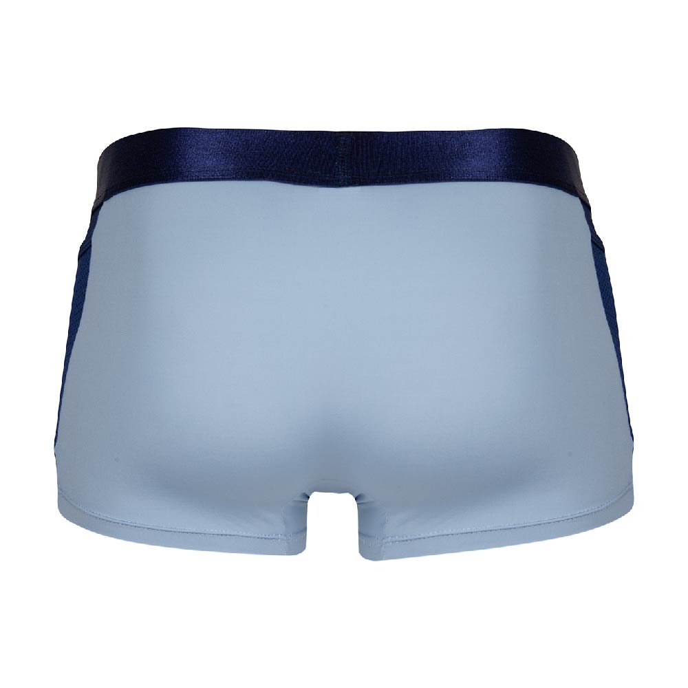 Light blue agacio AGG089 boxer trunk with dark navy elastic waistband and side panels for comfortable fit