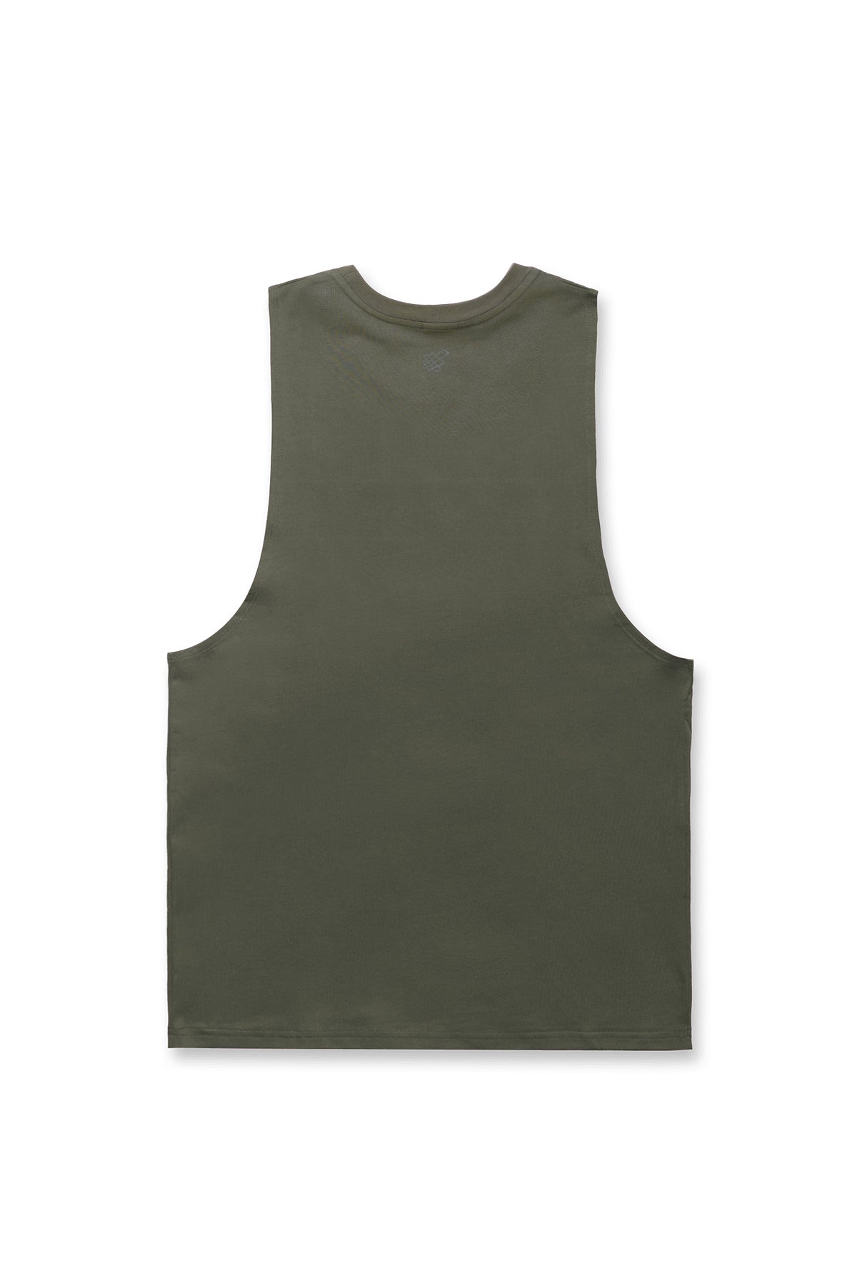 Apollo men’s sleeveless training tee in moss green featuring a minimalist olive green tank top design