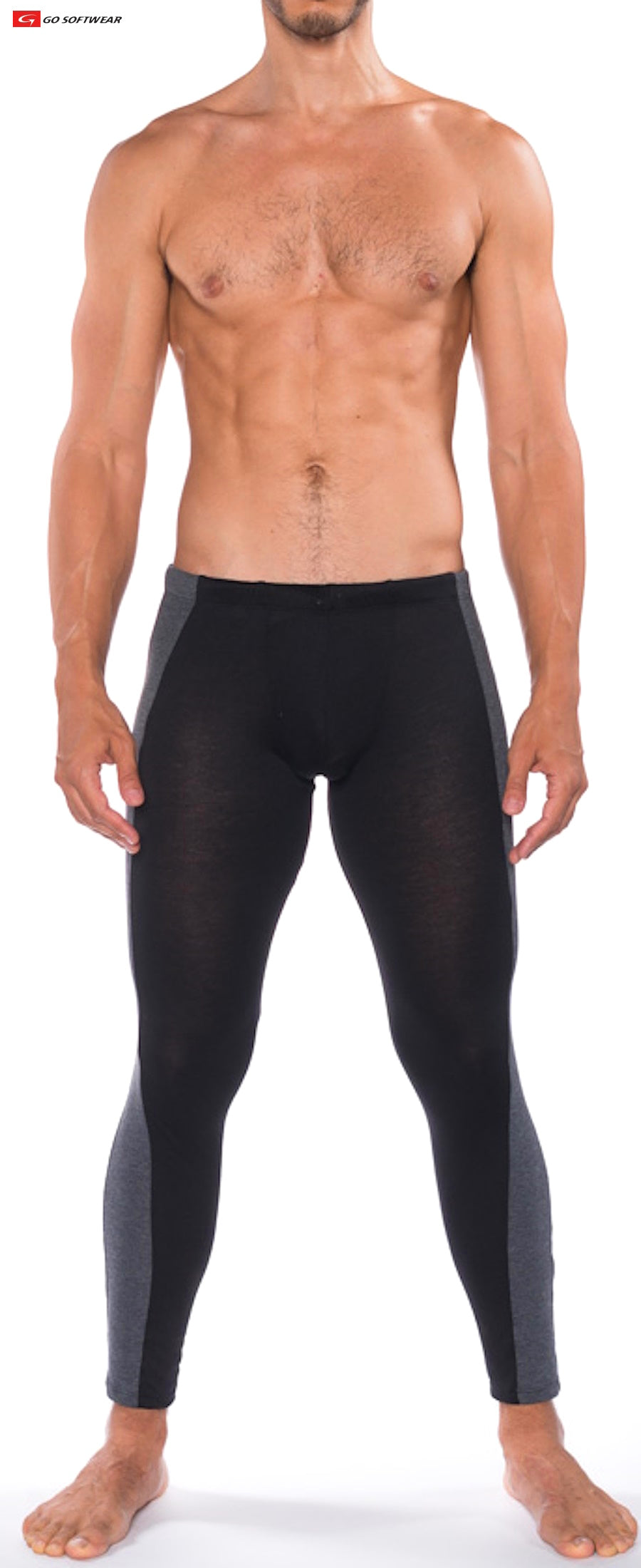 B2E tights black and gray athletic leggings with sleek form fitting design for active wear
