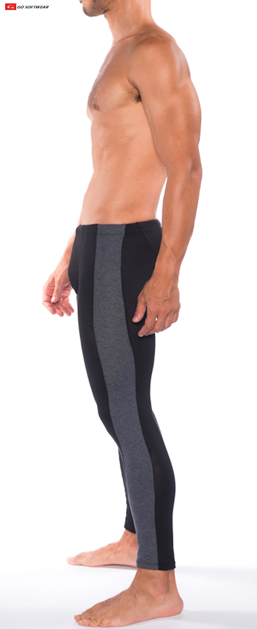 B2E tights black and gray striped compression leggings with sleek form-fitting design for athletic performance