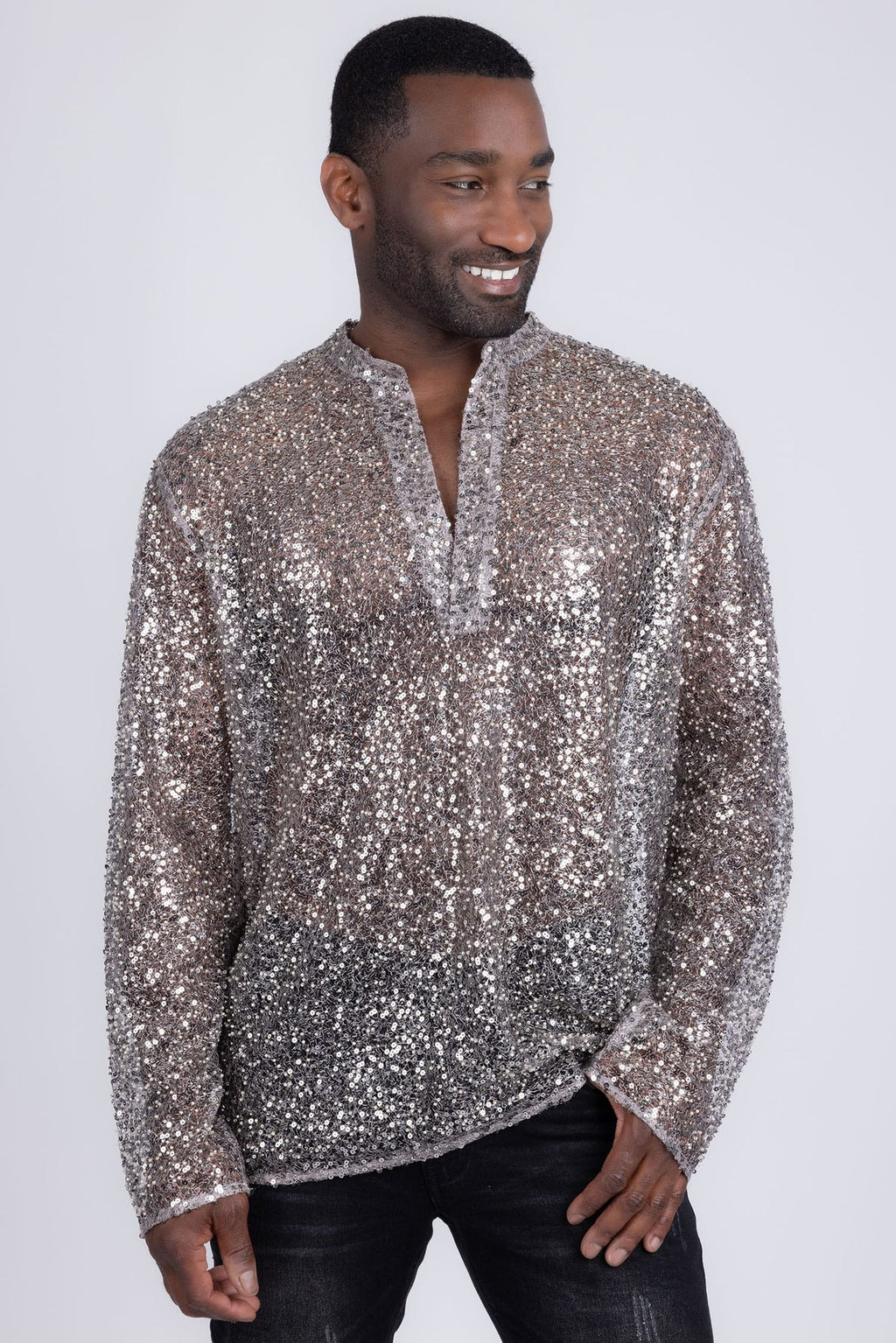 Camisa de manga larga con lentejuelas Chella para hombre de Barabas - Beige