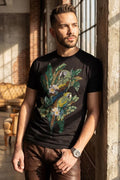 Barabas Men's Laurent Trpoical Iguana Rhinestone T-Shirt - Black