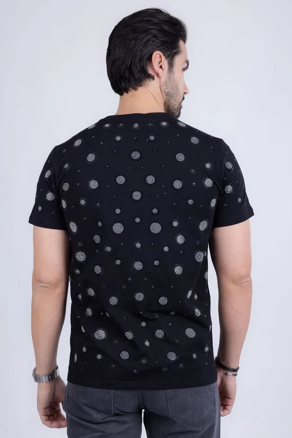 Barabas Men's Diamond Mine Rhinestone T-Shirt - Black/Silver