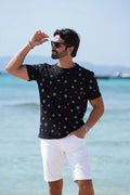 Barabas Men's Diamond Mine Rhinestone T-Shirt - Black/Silver