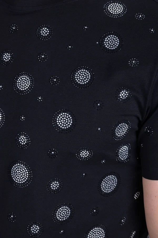 Barabas Men's Diamond Mine Rhinestone T-Shirt - Black/Silver