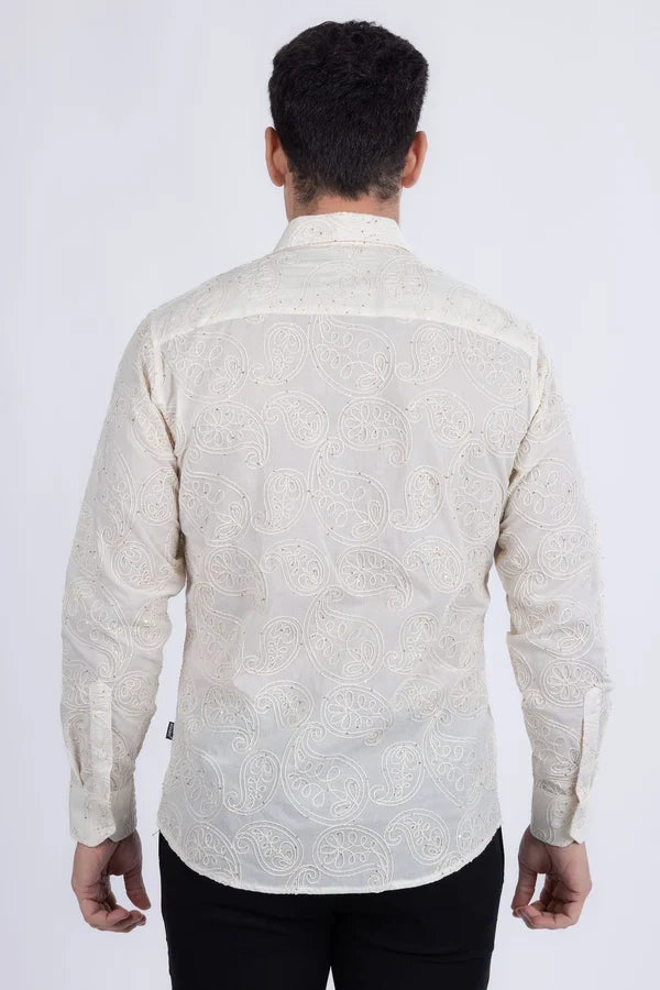 Barabas Men's Hedged Embroidered L/S Shirt