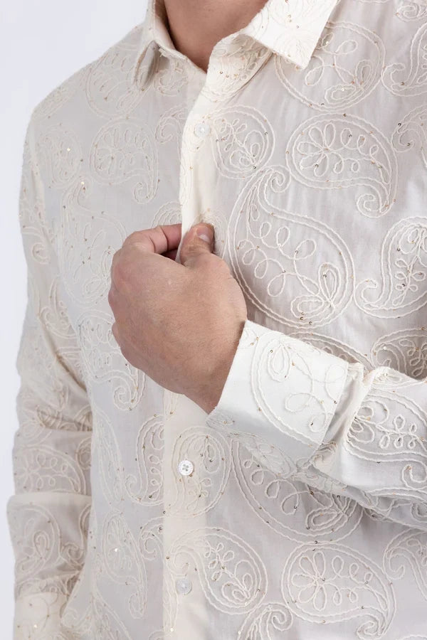 Barabas Men's Hedged Embroidered L/S Shirt
