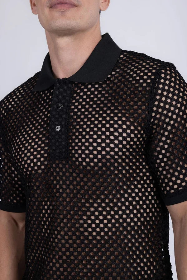 Barabas Men's Glintform Mesh Polo Shirt