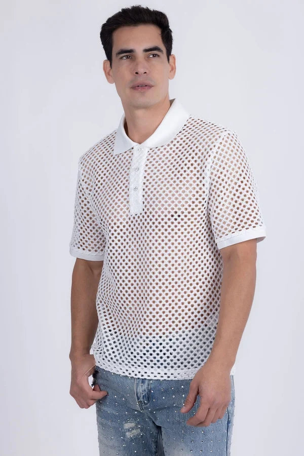 Barabas Men's Glintform Mesh Polo Shirt