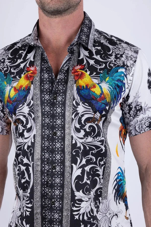 Barabas Men's Bozeman Rhinestone S/S Shirt - White