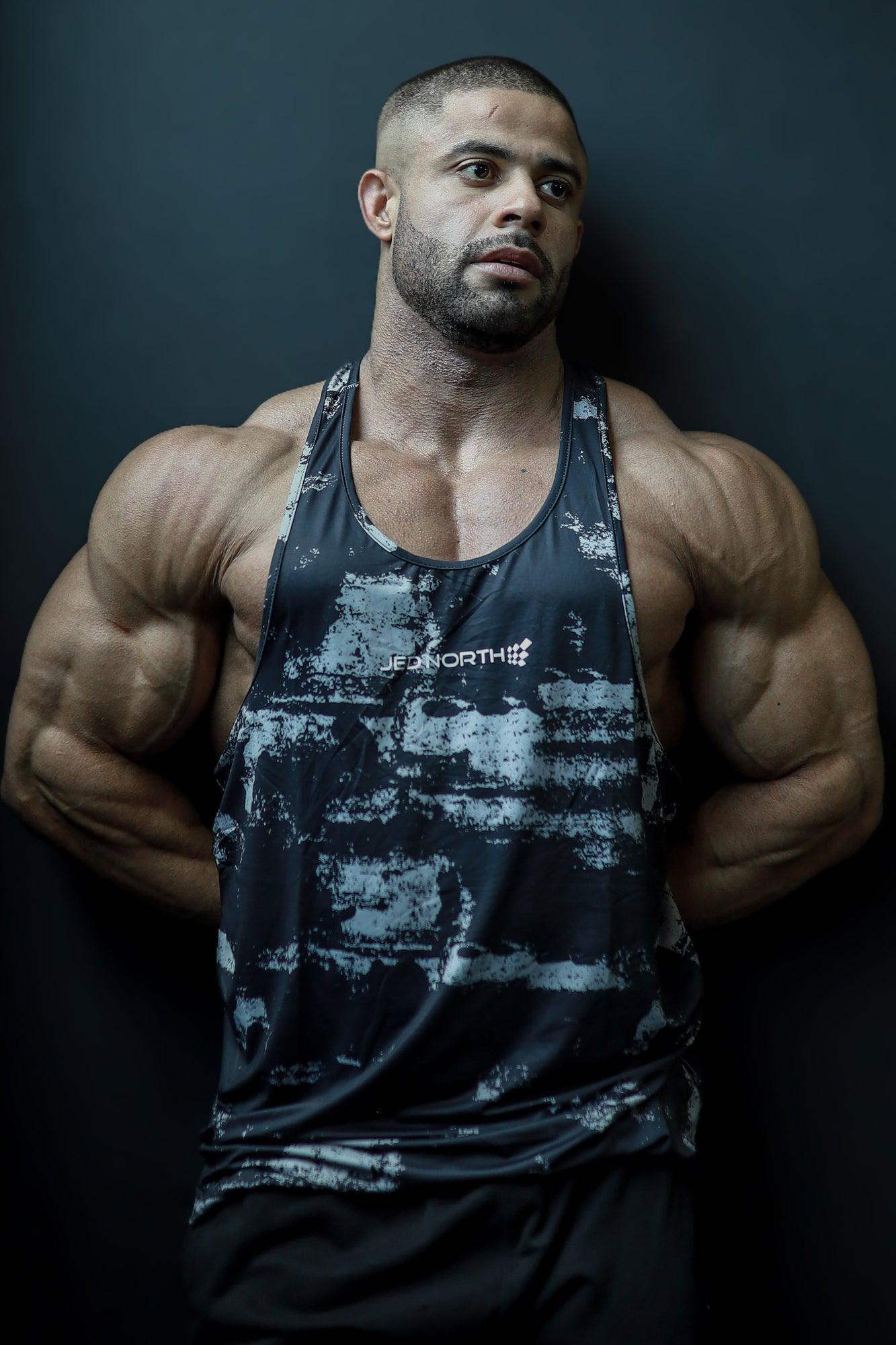 Jed North Graphic Muscle Stringer - Silver Brush Strokes