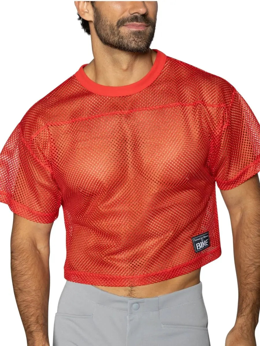 BIKE Athletic Ropa deportiva para hombre BAM134 Camiseta de entrenamiento de manga corta en color rojo brillante