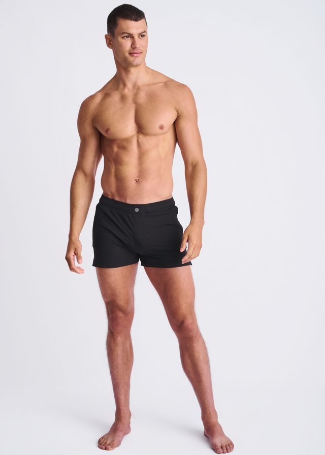 BLACK SEERSUCKER SWIM SHORTS W/ MESH LINING - DealByEthan.gay loves POSTMARC