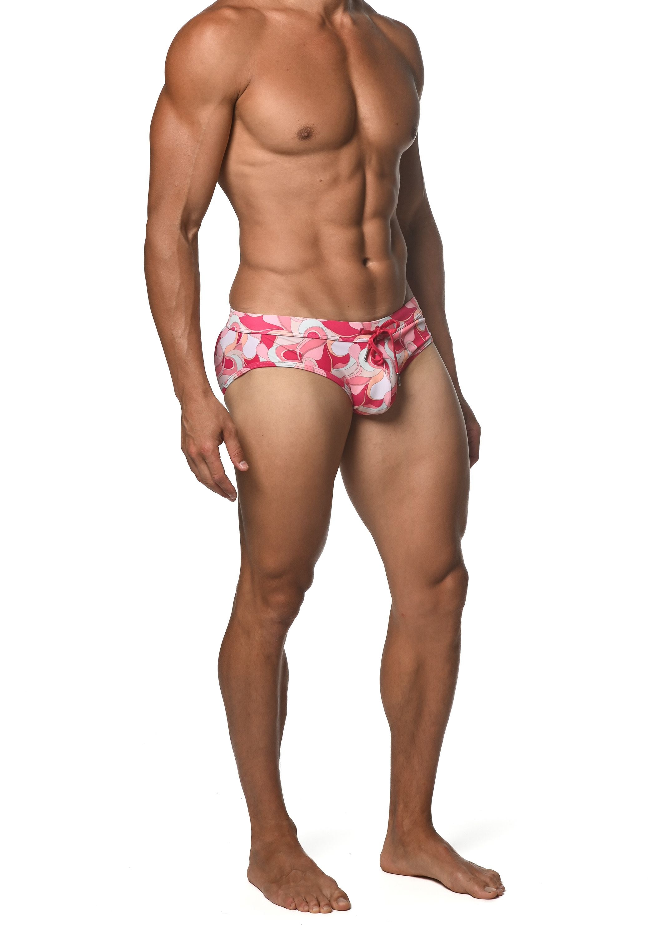 BLUSH/RASPBERRY SWIRLS FREESTYLE SWIM BRIEF - DealByEthan.gay loves ST33LE