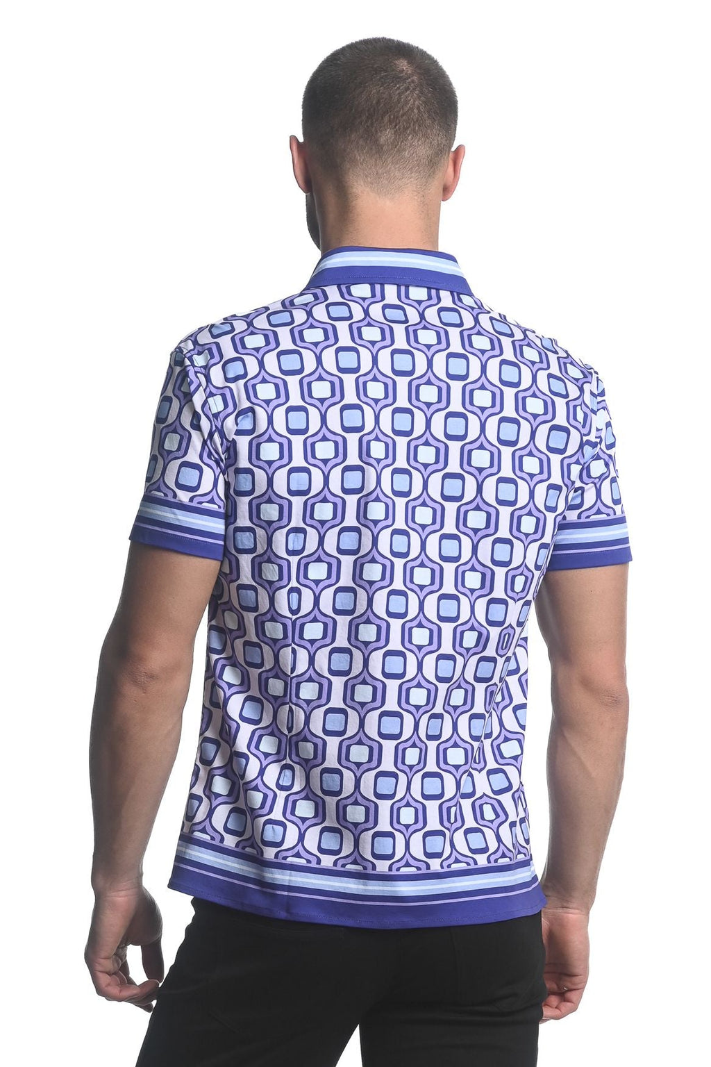 BORDER PRINTED JERSEY KNIT S/S SHIRT - DealByEthan.gay loves ST33LE
