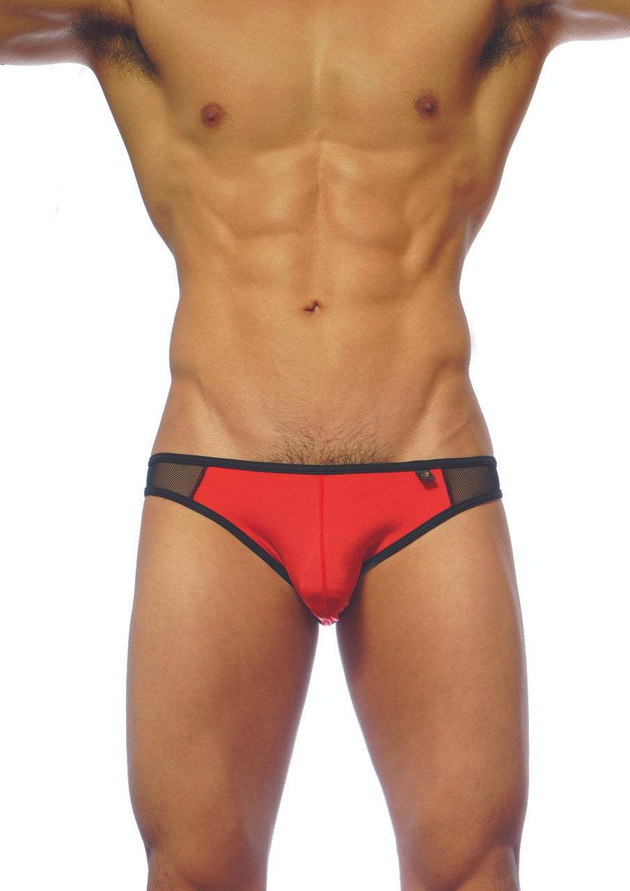Groovin' Underwear Athletic V-Cut Mesh Brief Red BV1609