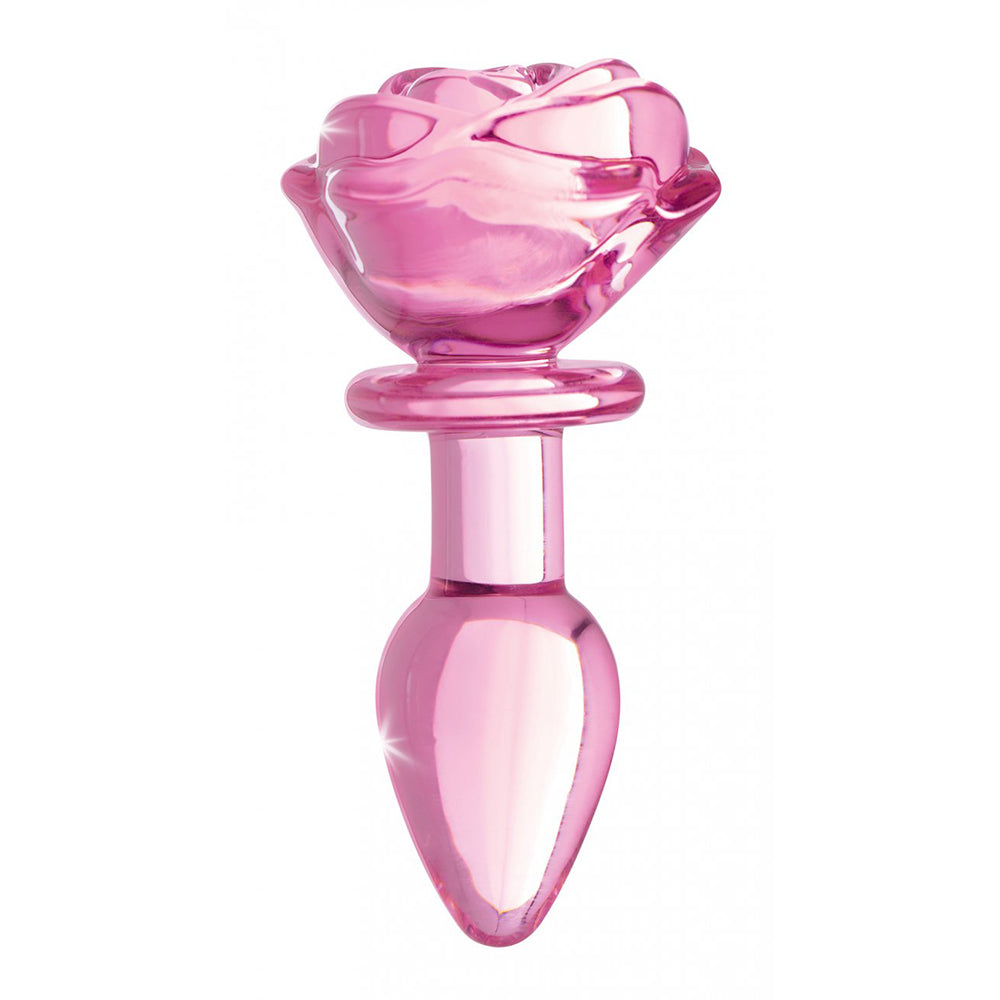 Booty Sparks Pink Rose Glass Anal Plug