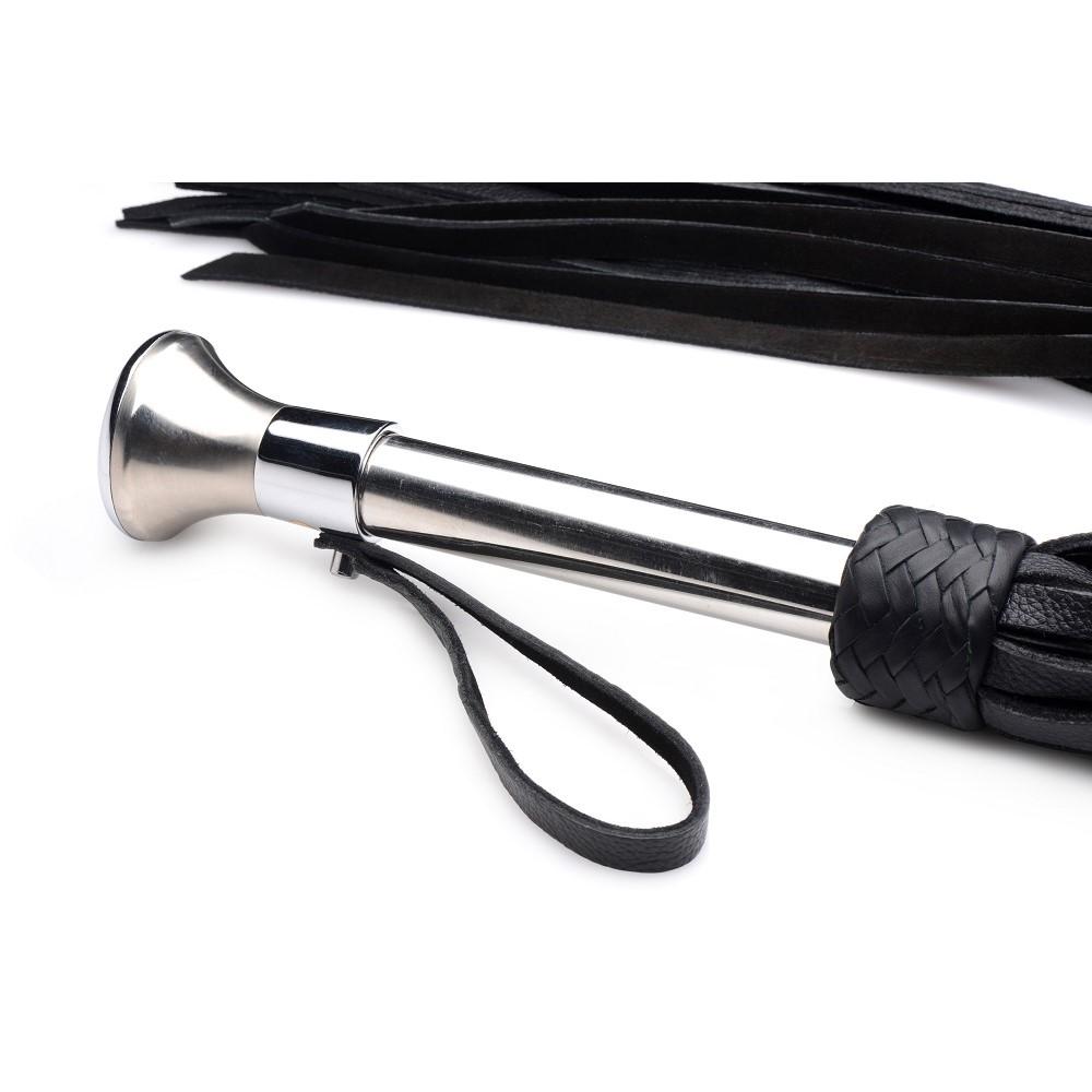 Leather Flogger with Stainless Steel Handle