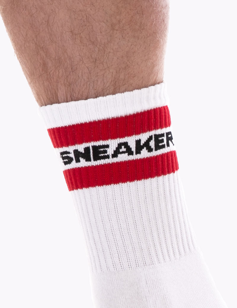 Calcetines de deporte fetichistas Barcode Berlin en color blanco y rojo 91603-201 Talla S/M