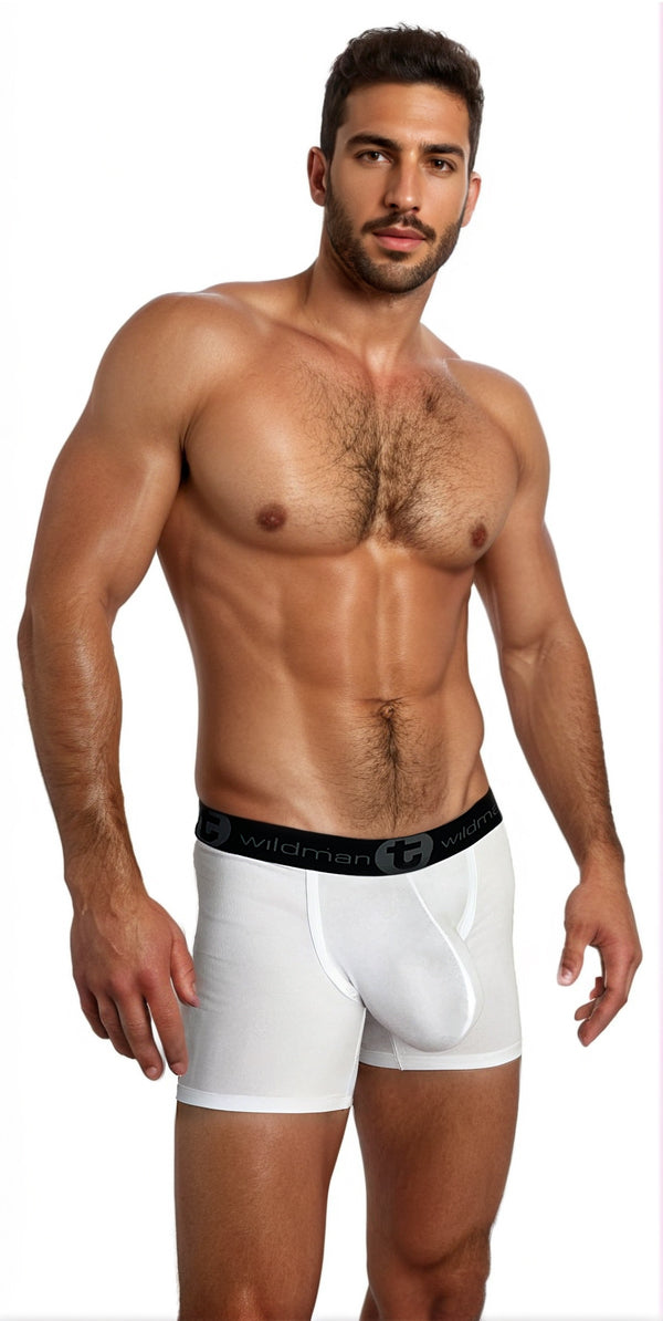 Big Boy Pouch Boxershorts mit 5" Innennaht, Weiß