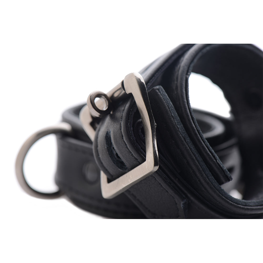 Collar y puños de cuero negro de primera calidad