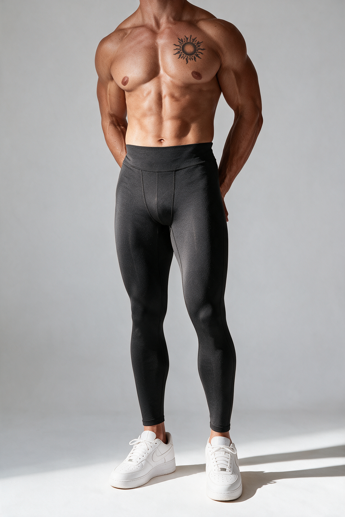 JJ Malibu Men's Bubble Butt Scrunch Leggings - All Black