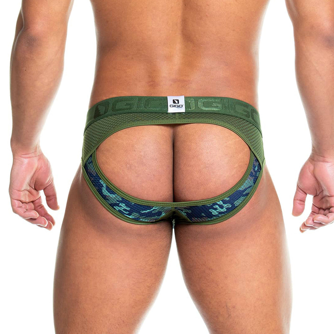 CAMO GREEN BRIEF JOCKSTRAP - Men's camouflage jockstrap