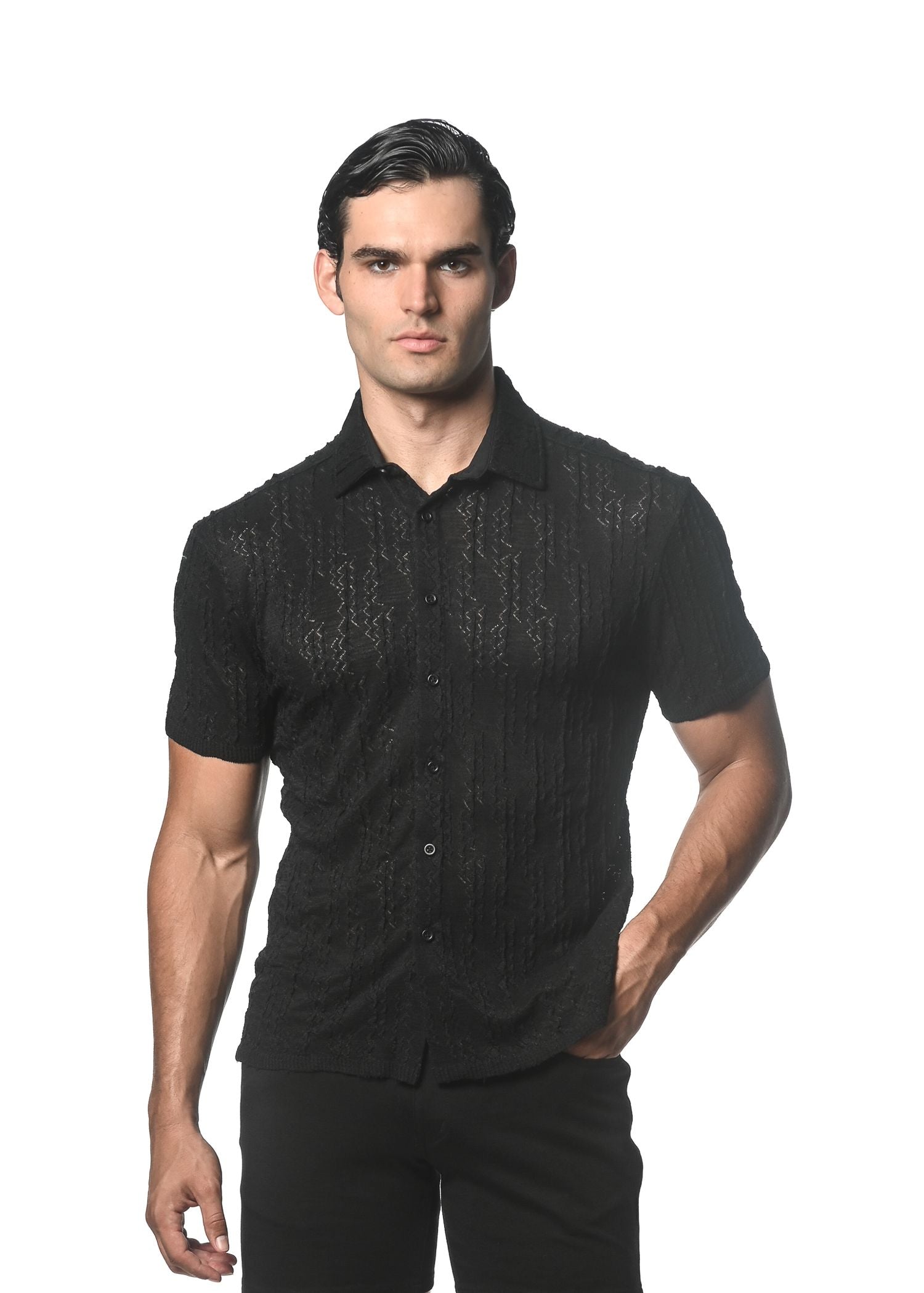 Camisa de punto elástico Chevron Dash de manga corta