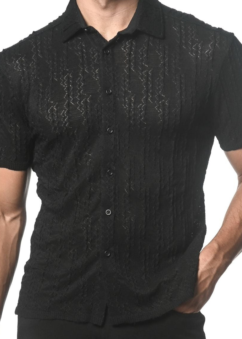 Camisa de punto elástico Chevron Dash de manga corta