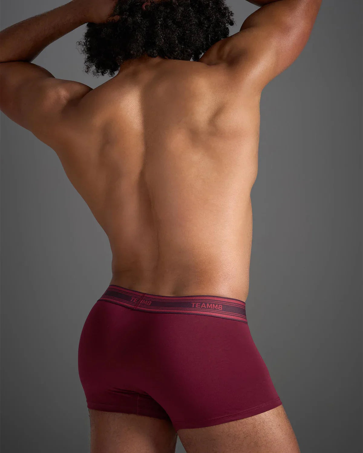 Maroon classic cotton trunk boxer briefs with matching elastic waistband featuring teamms brand logo