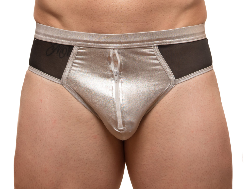 Tartarus Men's Coated Brief With Zippers Low-Rise Underwear