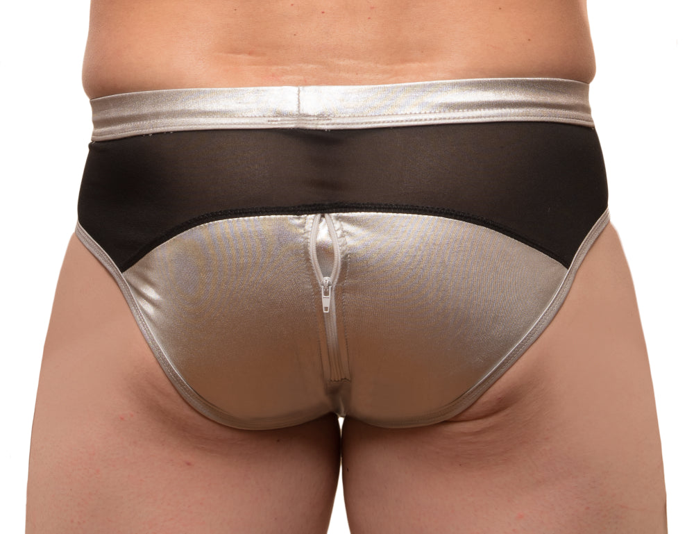 Tartarus Men's Coated Brief With Zippers Low-Rise Underwear