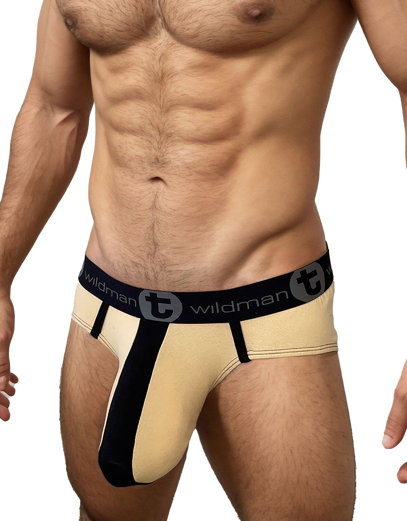 Big Boy Pouch Cotton Brief with Stripe Tan