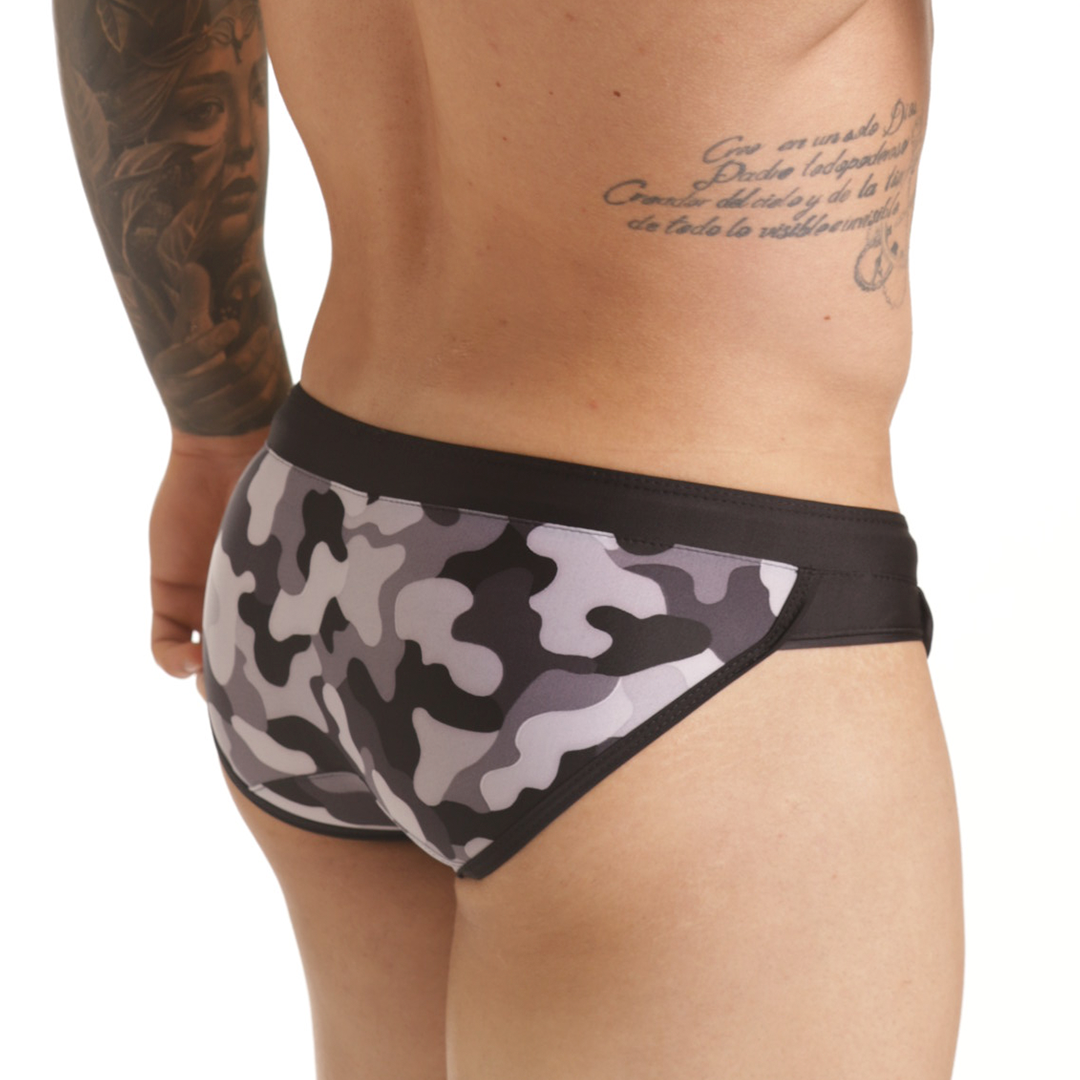 COMBAT GRAY SWIM BRIEF - Men's printed swimsuit thong
