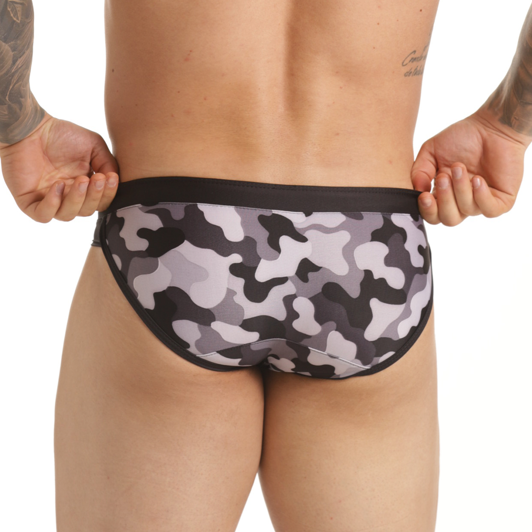 COMBAT GRAY SWIM BRIEF - Men's printed swimsuit thong