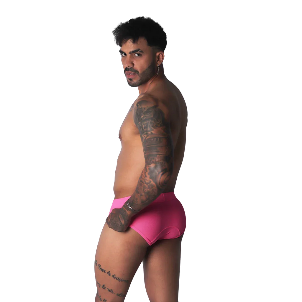 Fuchsia-colored low-rise briefs in a solid cotton-blend fabric with a clean, minimalist design.