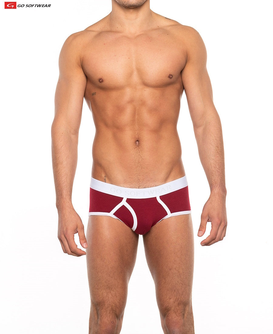 Maroon and white cal classic boy brief athletic briefs with sleek modern design for comfortable active wear
