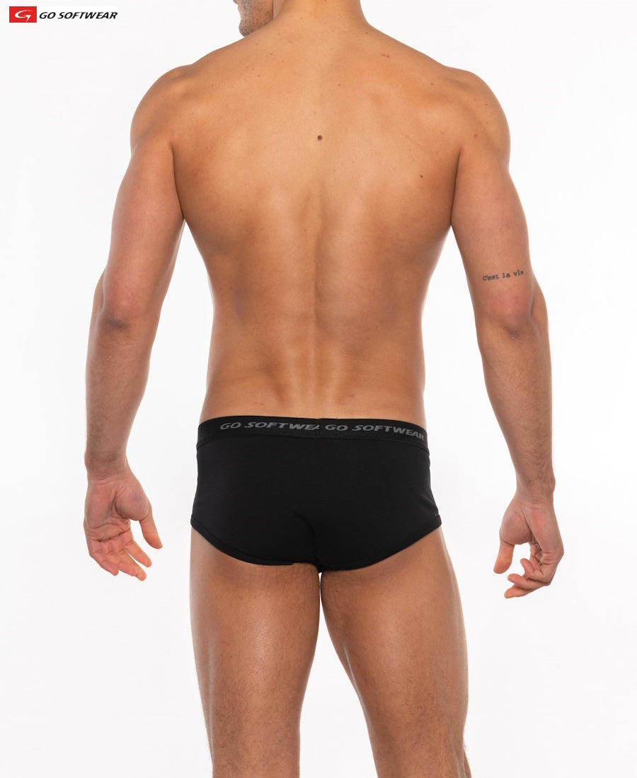 Black men’s briefs cal classic boy brief with go softwear branded waistband made of soft breathable fabric