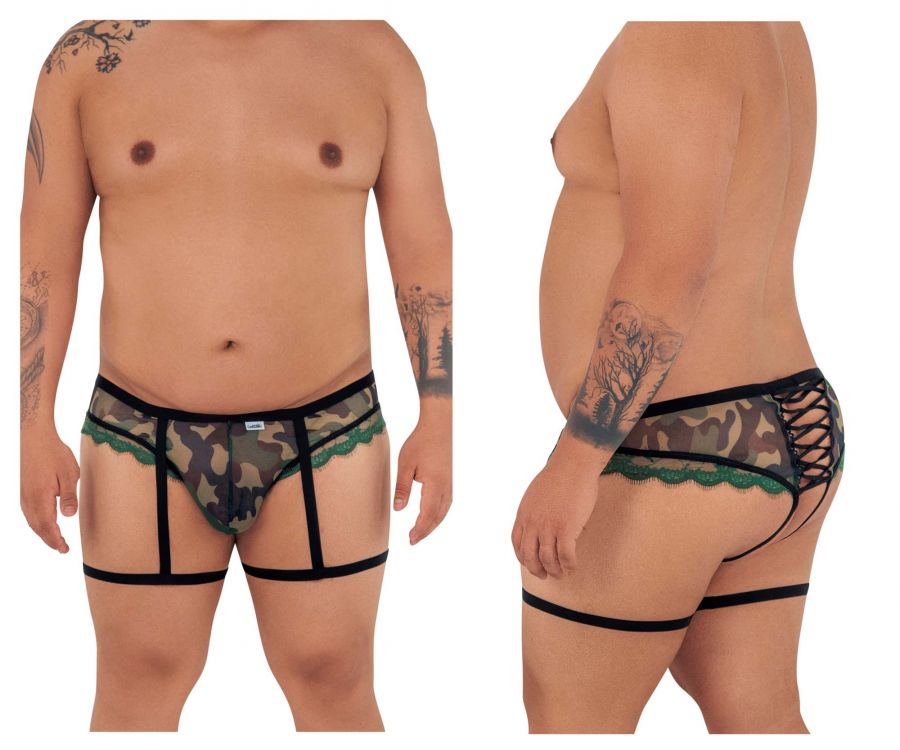 CandyMan 99580X Garter Camo Thongs Color Green - DealByEthan.gay loves CandyMan