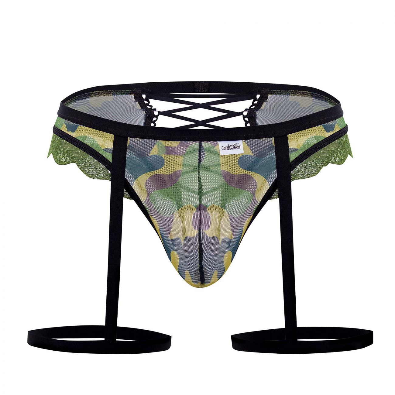 CandyMan 99580X Garter Camo Thongs Color Green - DealByEthan.gay loves CandyMan